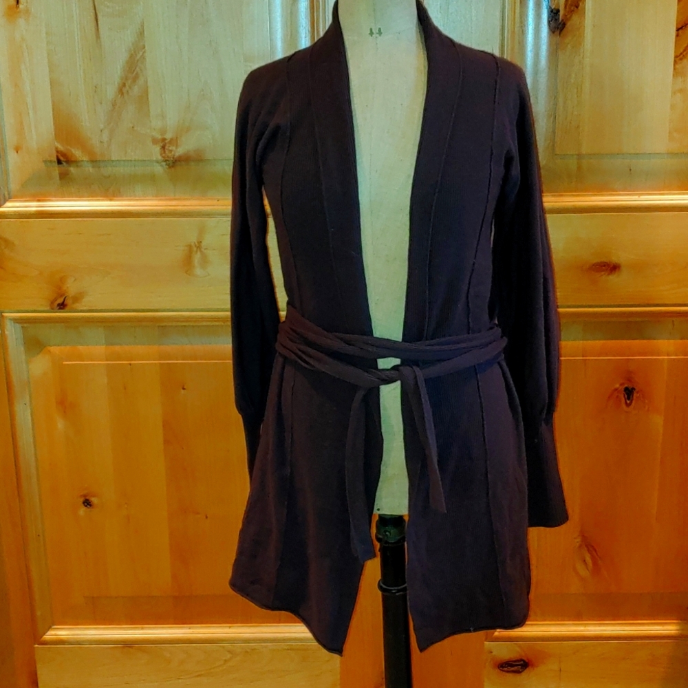 NWOT Dark Eggplant Long-sleeve Wrap Sweater